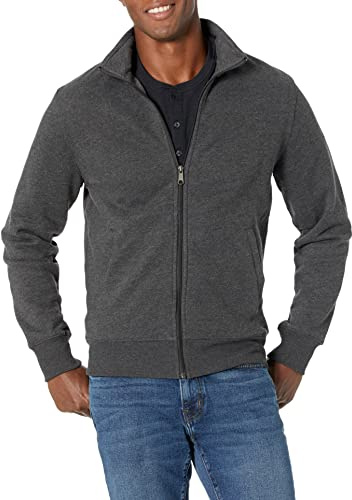 Amazon Essentials Sweat-shirt en Polaire Zippé à Col Montant, Épaisseur Moyenne, Coupe Classique Homme, Charbon Chiné, XXL