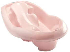 THERMOBABY - Baignoire LAGON - Bain de bébé - Légère - Compacte - De la naissance à 12 mois - Rose Poudré - Fabriqué en France