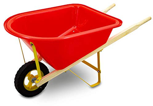 Kinderschubkarre Schiebkarre Schubkarre Scheibtruhe für Garten Sandkasten und Strand (Rot)