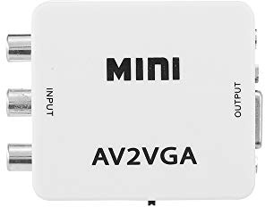 Fesjoy AV till VGA-adapter 1080P HD mini VGA-omvandlare ABS Shell videoomvandlare kompatibel med STB/dator (vit)