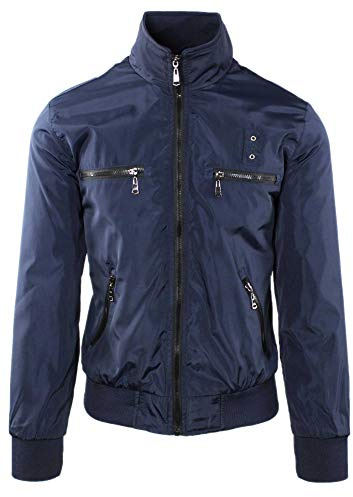 Ciabalù Giubbotto Uomo Impermeabile Leggero Giacca a Vento Slim Fit Elegante Blu Nero Verde (Blu, L)