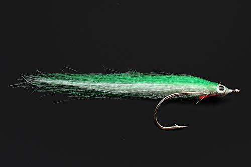 Tigofly Köder-Set, 12 Stück, 1/0 4 cm hoher Karbonhaken für Polar Fry Lachs Forelle Meerbarsch Stahlkopf Minnow Fliegen Angeln Köder Set, grün