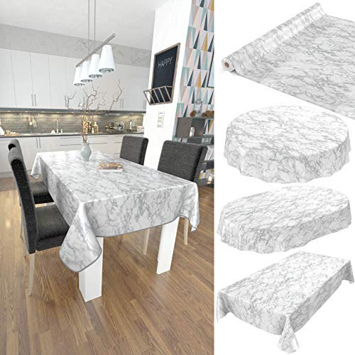 ANRO Tischdecke Wachstuch abwaschbar Wachstuchtischdecke Wachstischdecke Marmor Silber Edel 100x140cm