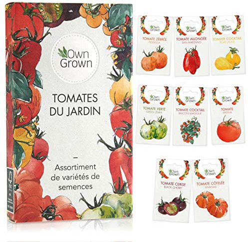 Kit de graines de tomates: lot de 8 variétés de semences de tomate pour le jardin et le potager intérieur - Variétés aromatiques et anciennes à semer - Qualité supérieure de OwnGrown
