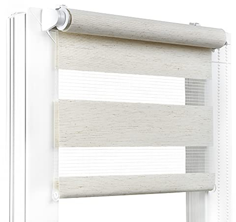 Fenster DEKOR - Rollos für Fenster Bahamabeige - Klemmfix Rollo ohne Bohren B40 x H120 cm - Doppelrollo mit Einer Breiten Auswahl an Größen und Farben - Blickdichte Rollos, einfach zu montieren