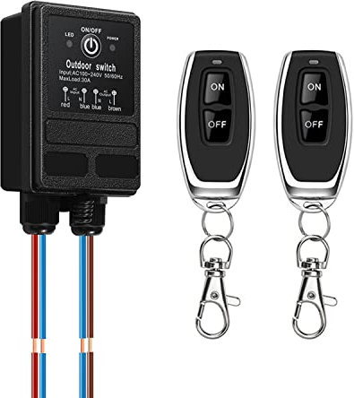 WOODGUILIN Fernbedienung Schalter,230V Funkschalter,AC110V/220/240V 30A Relais Fernschalter,mit 100m Long Range;Für Lampe,Diebstahlalarm, Rollentür,Pumpen,Elektrische Ausrüstung usw.(AC 110V100m)