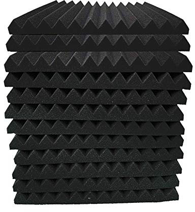 Panneaux de Mousse Acoustique Lot de 12 Mousse Anti-bruit Panneaux Acoustiques haute densité isolant phonique pour Podcasting Studios d'enregistrement Bureaux