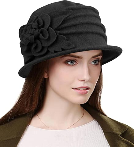 Wantonfy Bonnet pour Femme Français Laine Bérets Bonnet Hiver Chapeaux Vintage Automne Hiver pour Femme