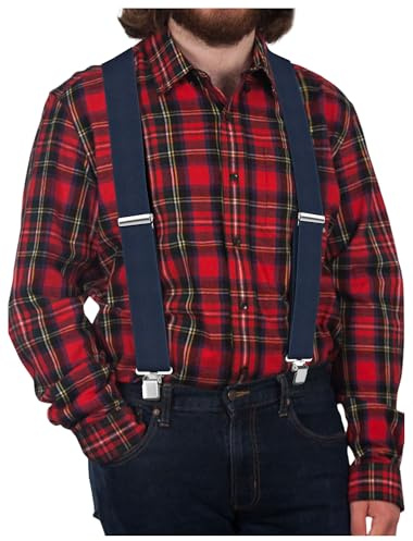 Ultrashang CLASSIC Mens Heavy-Duty Suspender: 2-Inch Wide, Sturdy Clips, X-Back, Adjustable Elastic Work Suspenders