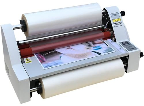 HENGCMM Plastificadora Papel Plastificadora A2 A3 A4 Máquina Laminadora En Frío En Caliente, Máquina Laminadora de Una O Dos Caras con 4 Rodillos para Fotos Documentos Tarjetas,450mm