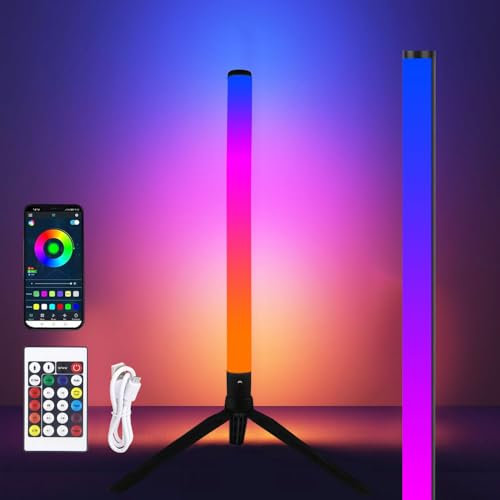 LED Stehlampe Wohnzimmer,RGB Ecklampe Dimmbar,LED Ecklampe,Eckleuchten,Smart Stehlampe mit Fernbedienung,App Steuerung Musik Sync,Dimmbar Standleuchte für Wohnzimmer,Schlafzimmer,Spielzimmer