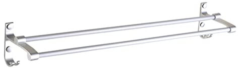 SHINEOFI Toallero Baño Doble Barra Aluminio Mate Resistente Óxido con Gancho para Esponja Baño Montaje Pared Fácil Instalación Accesorios Almacenamiento Toallas