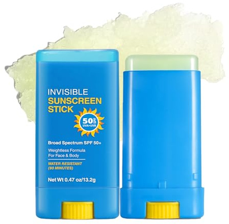 Invisible Sunscreen Stick - Sun Block Sticks For Face & Body - Strong UV Protection Sun Cream Stick Spf 50 - Face Sunscreen for Sensitive Skin - Water Resistant, Non-Greasy S-un S-tick