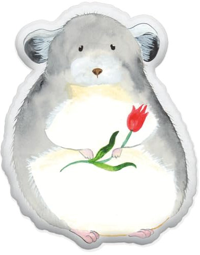 Mr. & Mrs. Panda Personalisiertes Kissen Kuscheltier Chinchilla Blume 55 cm - Personalisierte Geschenke, Kummer, Glücklichsein, Und In Einem Mit Gravur, Kinderkissen Namen, Kissenfunktion, Chaos