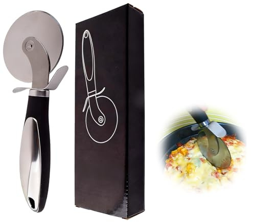 Ruvan Cortapizzas, Corta Pizza Acero Inoxidable, 21cm Cortapizzas Con Mango Anti-Deslizante, Cortapizzas Ideal Para Pastel, Pan Y Pasta, Diseño Profesional Y Ligero