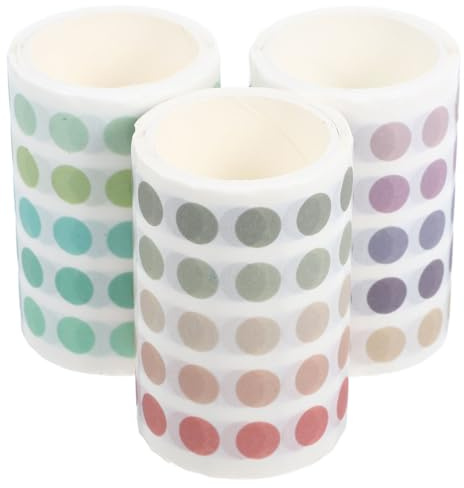 3 Rolls Polka Dot Washi Tape Stickers Round Dot Sticker Tape Pastel Colors for Journals Planners Scrapbooks and Albums