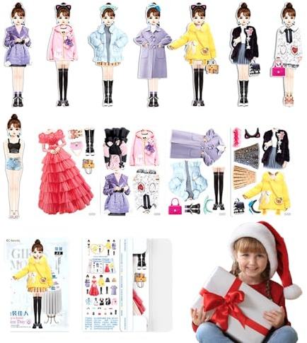 Generisch Juego de muñecas de papel de princesas magnéticas para vestirse para bebé, fingir que juegas un juego de juguetes de viaje para niñas | Muñeca de vestir magnética – Compañeros de juego