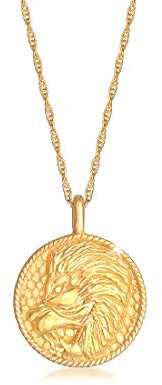 Elli Halskette Sternzeichen Löwe Münze aus 925 Sterling Silber vergoldet