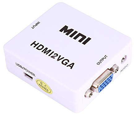 Mini HDMI2VGA-omvandlare 1920x1080 @ 60Hz Ljud- och videokonverterare Digital signal till VGA analog för för Blue-ray DVD, HD Set-Top Box