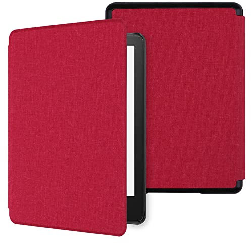 WALNEW Hülle für 6.8 Zoll Kindle Paperwhite 11th Generation (Model No. M2L3EK & M2L4EK), Lightweight Kunstleder Schutzhülle Smart Cover mit Auto Sleep/Wake Funktion, Rot