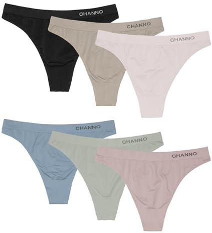 Channo Tanga Licra Mujer Sin Costuras Seamless Básico Lisos Suaves - Pack de 6, Multicolor B, U