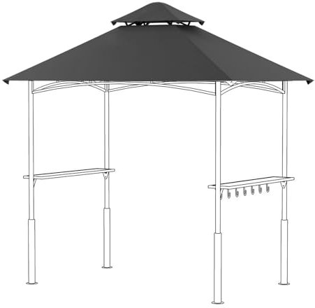 Fung Yard 2,4 x 1,5 m wasserdichter Grill-Pavillon-Überdachung, ultimativer Sonnenschutz, zweistöckig, Outdoor-Grillpavillon, Abdeckung für Pergola oder Dach (schwarz)