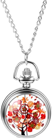 JewelryWe Orologio da Tasca a Quarzo Gotico: Quadrante Numero con Collana Lunga in Lega Bronzo Vintage 80cm,Orologio da Uomo Donna