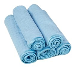 Kavalier Crystal Clear Shine Mikrofaser-Handtuchset - Streifenfreie Reinigung für Glas & mehr - 390 GSM – 41x41 cm - 5er Pack - Blau