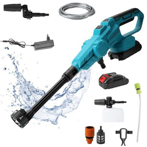 Bürstenloser Hochdruckreiniger, 21V Max 100Bar tragbarer Autowasch-Hochdruckreiniger, 30000mAh tragbarer Hochdruckreiniger, geeignet für Autos, Terrassen, Fenster, Schwimmbäder. (Eine Batterie)