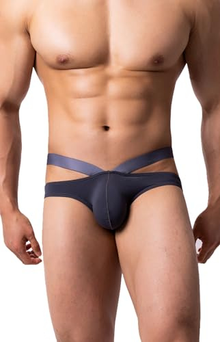 Maiclaice Hombre Seda De Hielo Talle Bajo Bikini Slips Ropa Interior Gris Large