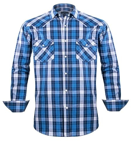 Rankitutu Chemises western pour hommes avec boutons-pression - Coupe Regular Fit - Manches longues à carreaux - Décontractées, L