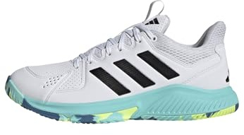 adidas Women's Court Flight, White/Black/Flash Aqua, 8