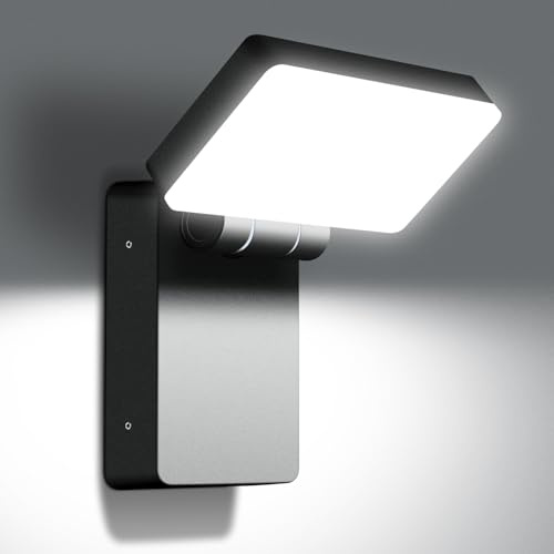 ledmo 60W Applique Murale Exterieur/Intérieur 6000K Noir Lampe Mural Exterieur Led Pliante 5000LM,Luminaire Exterieur avec Panneau LED Pivotant à 360° Imperméable IP65 pour Terrasse Jardin Garage