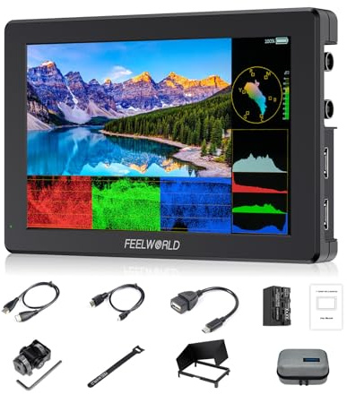FEELWORLD T7S Pro Monitor de cámara de Aluminio de 7 Pulgadas y 2000nits 1920 x 1200 IPS 4K HDMI60Hz 3G-SDI Forma de Onda LUT HDR con batería F750 y Bolsa