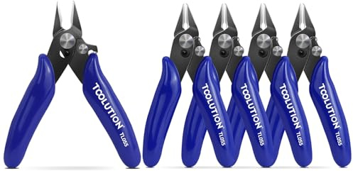TOOLUTION 5 Pack 3,5 Zoll Mini Seitenschneider mit Verriegelung, Drahtschneider für Schmuckherstellung und Elektronik Bündigschneider