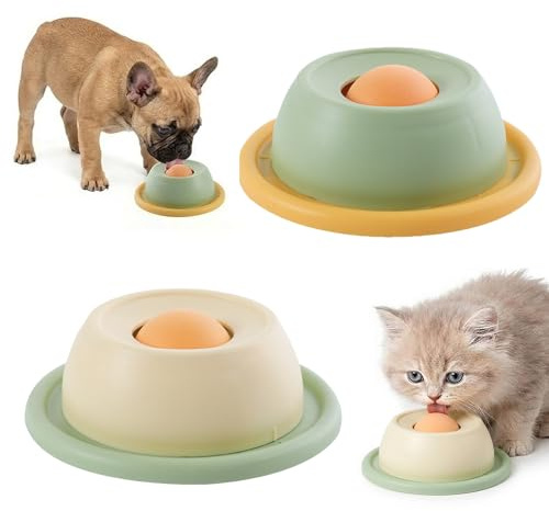 DRADERCH Lot de 2 juguetes para morder para perros, comedero para morder para perros, comedero para morder para perros con bola giratoria integrada, perros de alimentación lenta para comer lentamente