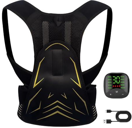 Stimulateur Musculaire, EMS Appareil d'entraînement du cou et du dos, Ceinture Abdominale Électrostimulation, Correction de Posture Cadeaux pour Femmes et Hommes