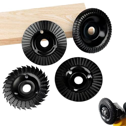 Inscrip Disco abrasivo per legno da 125 mm, 4 dischi abrasivi per smerigliatrice angolare, disco da intaglio per legno, disco flessibile, fresa per tronchi, fresa per radici, fresa per vernice