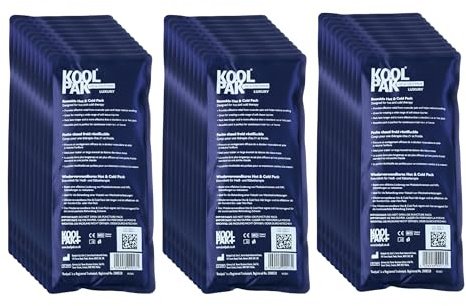 Koolpak 30 x Deluxe Reusable Hot and Cold Gel Pack 12cm x 29cm Ice Packs | Freeze or Microwave Heat Pack for Muscle Pain & Sports Injuries - Flexible Design for Stomach, Back, Neck & Legs