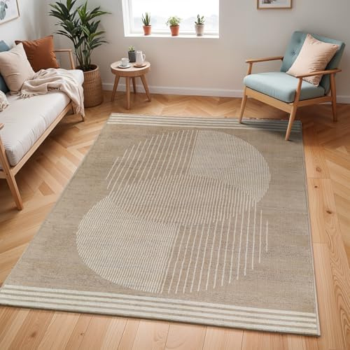 Surya Mombasa Tapis Géométrique Scandinave Abstrait - Grand Tapis Salon, Salle à Manger, Chambre, Cuisine - Tapis Design Boheme Chic, Berbere Moderne, Tapis Poil Court 160x216cm - Gris Clair et Beige
