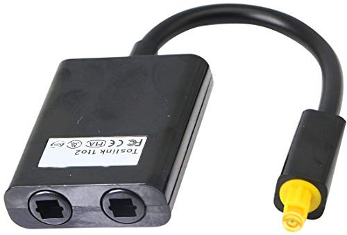 Toslink Digital Optical Audio Splitter Adapter 1 in 2 Out, Fiber Optic Splitter Switch Selector TosLink Converter (1 in 2 out)