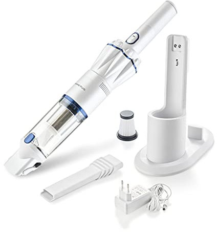 Genius A28178 Invictus One Version 1.0 Set 9 teilig weiß - Beutelloser und kabelloser Akku Handstaubsauger 90 W BLDC Motor + Zubehör, PP, Edelstahl