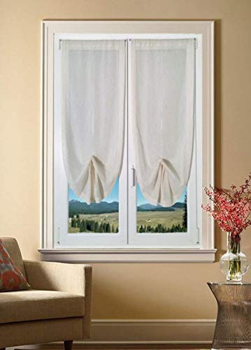 mauro Coppia Tende a Pacchetto Tendine Regolabili per Finestra e Porta a Vetro larghezza 45-65 - 90 - Colore Lino (45x150 cm)