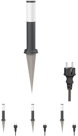 ledscom.de 4 st. vägbelysning/pollarlampa/trädgårdsbelysning PORU med jordspett och 2m kabel för utomhusbruk, IP44, 39cm, antracit, 1 x E27 max. 60W