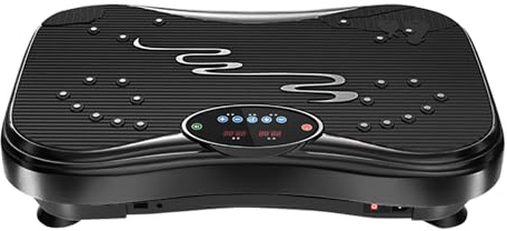 NIMTO Vibration Plate Exercise Machine Whole Body Workout Vibration Fitness Platform for Home Fitness & Weight Loss + Remote + Loop Resistance Bands, 999 Levels(Black)