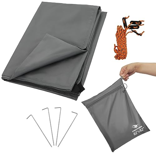 Arctic Lemmings Camping Tarp Waterproof with Carry Bag for Under Tent, Ultralight Tent Footprint for Ground Camping Hiking (82 x 82)