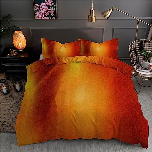 Housse de Couette 220x240 Orange Parure de Lit 220x240 Adulte Brume 2 Personnes ImpriméEs Housses de Couettes Microfibre Douceur avec 2 Taies d'oreiller, avec Fermeture ZippéE