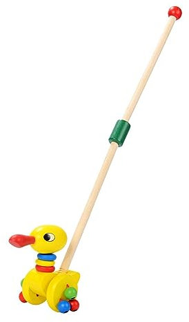 Sharplace Lernaktivitäten im Vorschulalter: Gehen, Ziehtierspielzeug, Laufspielzeug zum Schieben, Schiebespielzeug aus Holz für Kinder ab 1 Jahr, Babys, Mädchen, Ente A