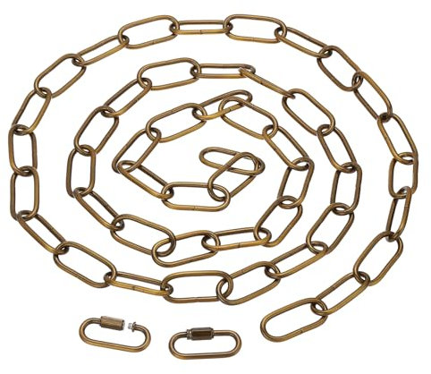 PATIKIL 1pcs 1.82m Cadena de Eslabón, Cadena de Hierro de Colgante de Iluminación con 2 Conectores de Bloqueo de Tornillo para Canastilla de Plantas Lámparas Colgantes Bronce Dorado