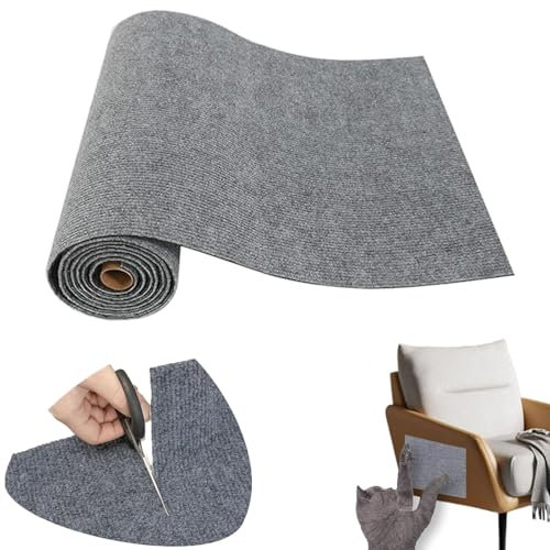 Kratzmatte Katze für Wand - Selbstklebend Climbing Cat Scratcher, DIY Geschnitten Katzenkratzbrett Katzenkratzer Möbelschutz, 30 * 100 cm, Hellgrau